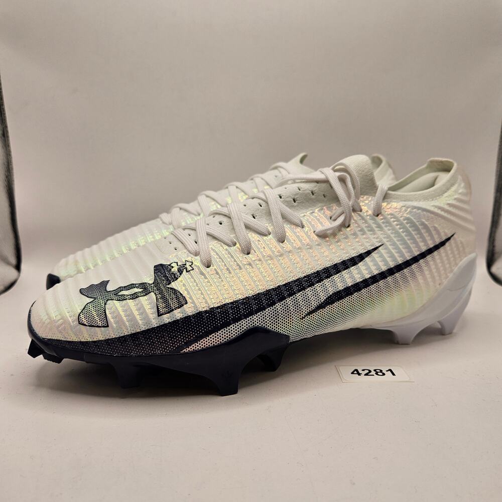 UNDER ARMOUR MEN'S 11.5 BLUR PRO FOOTBALL CLEATS WHITE MIDNIGHT NAVY 3028220-103